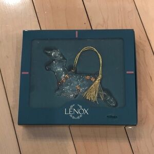 Vintage LENOX Crystal Ornament - reindeer w gold tassel in box